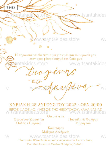 TS483-Νο91K-01-prosklitiria-gamou-vaptisis-minimal-wedding-invitation-gold-kladi